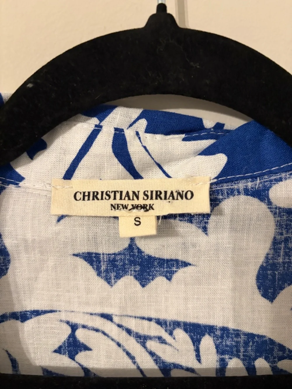 Christian Siriano Blue and White Tie-Front Button Down Shirt - Picture 2 of 5